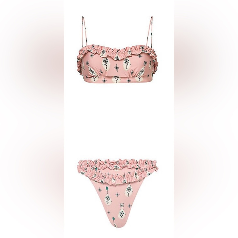 Agua by Agua Bendita Pink Alma Agatha Joyeria Ruffled Bikini